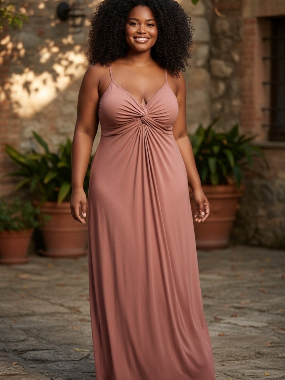 Eloquii Twist-Front Maxi Dress in Dusty Rose - Women